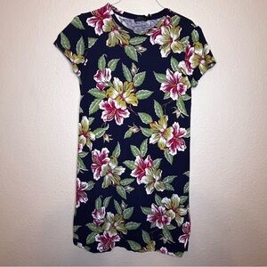 Polo Ralph Lauren Blue Label Floral Print Navy T-shirt Dress Size Medium